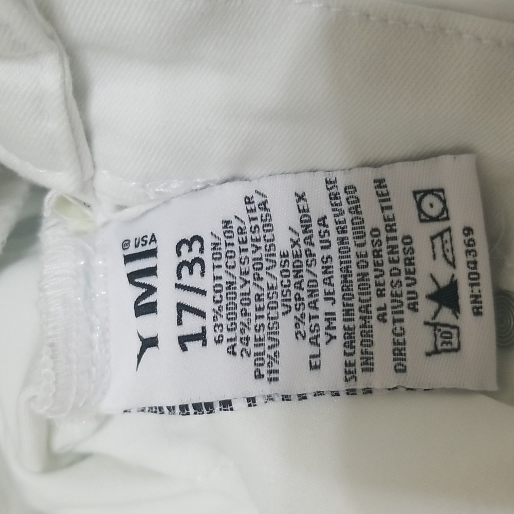 ⛱️YMI Jean's Curvt Fit White Distressed Shortalls Size 17 Jrs - Picture 7 of 12